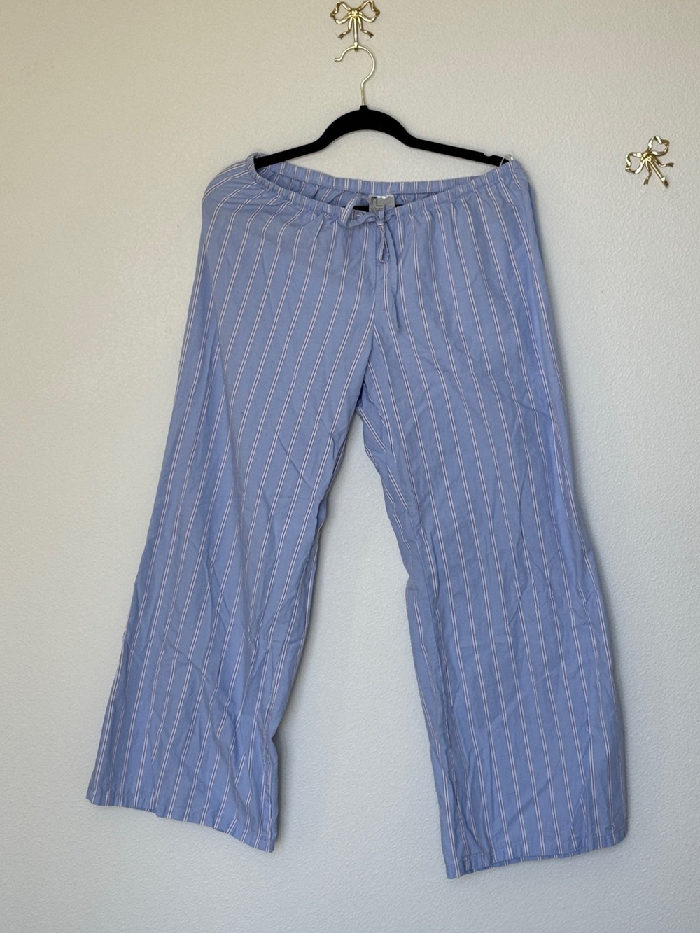 H&M 100% Cotton Light Blue Striped Pants